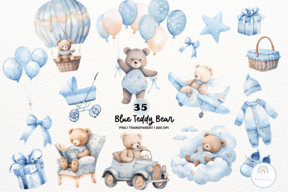 Download Blue Teddy Bear Baby Shower Clipart - Clipart Collection