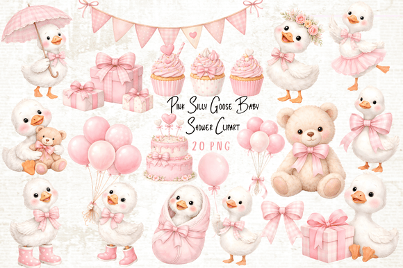 Download Pink Silly Goose Baby Shower Clipart - Clipart Collection