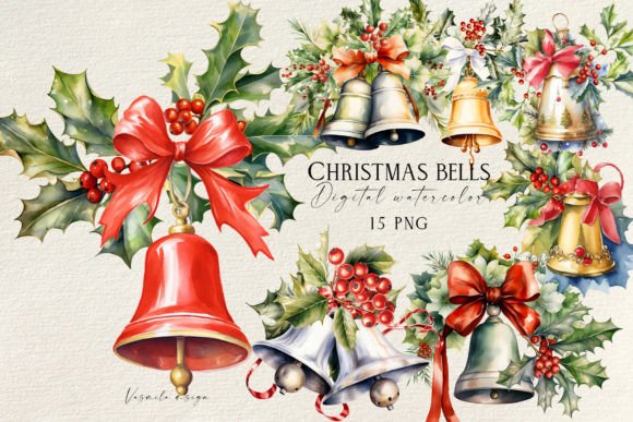 Download Watercolor Christmas Bells Clipart - Clipart Collection
