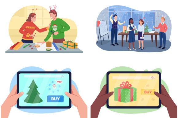 Download Festive Season Vector Illustration Set - Festive season vector Collection