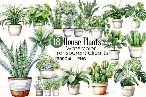 Download Watercolor House Plants Clipart Bundle - Clipart Collection
