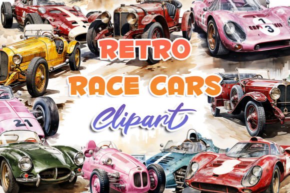 Download RETRO RACE CARS Clipart - Clipart Collection