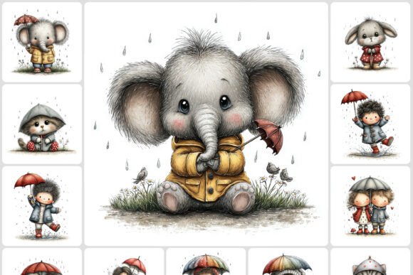 Download Playful Kids Animals Rain Clipart 40 JPG - Clipart Collection