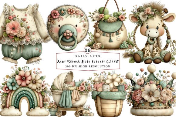 Download Baby Shower Boho Nursery Clipart - Clipart Collection