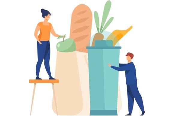 Download People Shopping with Eco Friendly Bag Fl - Premium Resources