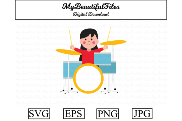 Download Girl Playing Drums Clipart Illustration - Clipart Collection