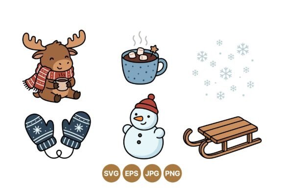 Download Cozy Winter Holiday Clipart Set - Clipart Collection