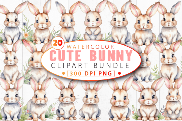Download Watercolor Cute Bunny Clipart Bundle - Clipart Collection