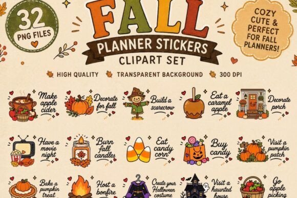 Download Fall Planner Stickers Clipart Bundle - Clipart Collection
