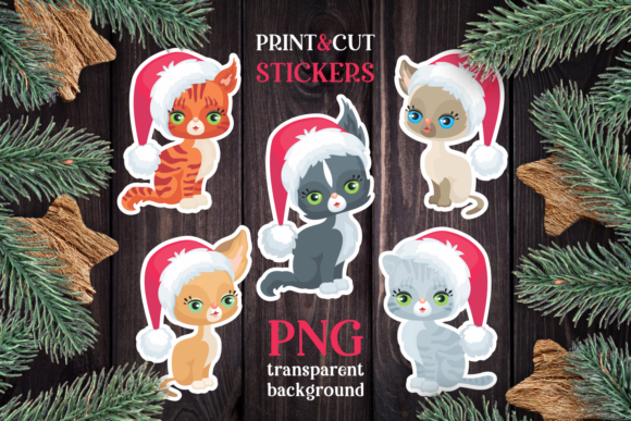 Download Cats Christmas Print and Cut Stickers PN - Print and cut stickers Collection