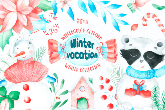 Download Watercolor Winter Vacation - Clipart - Clipart Collection