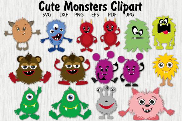 Download Cute Furry Monsters Vector Clipart - Clipart Collection