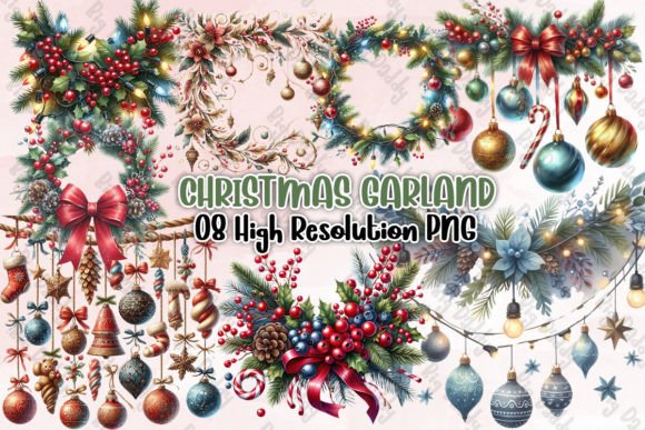 Download Christmas Garland Sublimation Clipart - Clipart Collection