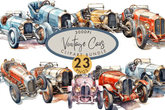 Download Vintage Car Clipart Bundle Retro Racing - Clipart Collection