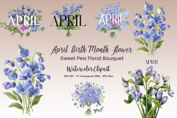 Download April Birth Month Floral Clipart Pack - Clipart Collection