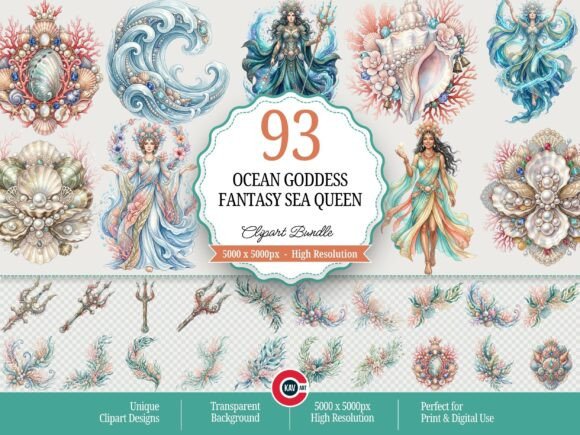 Download Fantasy Sea Queen Ocean Goddess Clipart - Clipart Collection