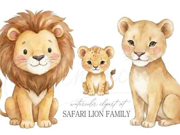 Download Safari Lion Family Clipart PNG Set - Clipart Collection