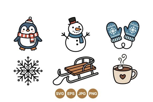 Download Cute Winter Holiday Clipart Set - Clipart Collection
