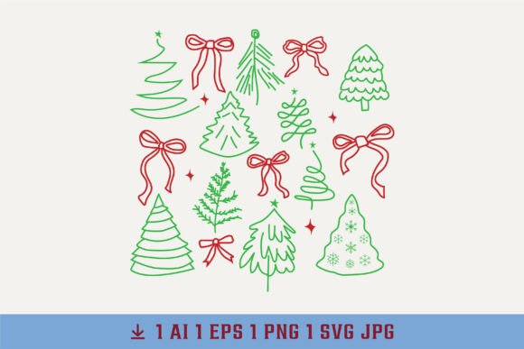 Download Christmas Tree &amp; Bow Clipart Set - Clipart Collection