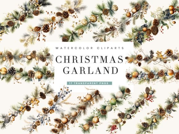 Download Watercolor Christmas Garland Clipart - Clipart Collection