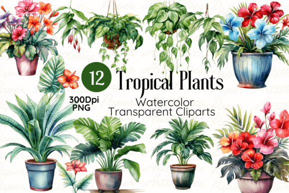 Download Watercolor Tropical Plants Cliparts - Clipart Collection